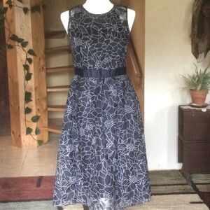 Mixt- Blue Mesh Lace Floral A-Line Cocktail Dress Size 6